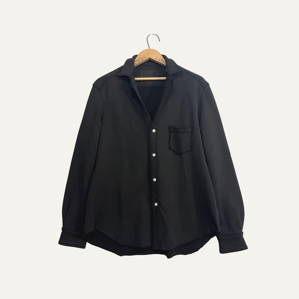Frank & Eileen Tee Lab "Eileen" Black Cotton Fleece Button Up Shirt Size M
